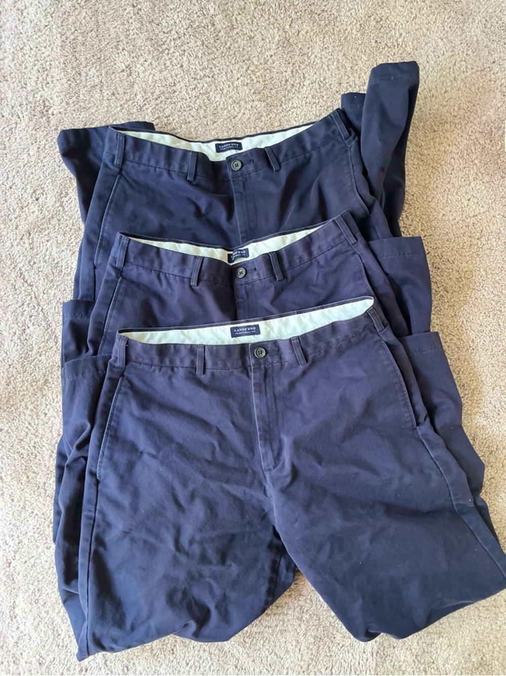 Lot: Lands' End Men's Navy Chino Pants - Set of Three